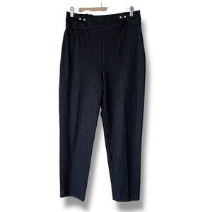 Joseph Ribkoff Slim Fit High Waist Pin Stripe Trousers Black Size 12 NWT